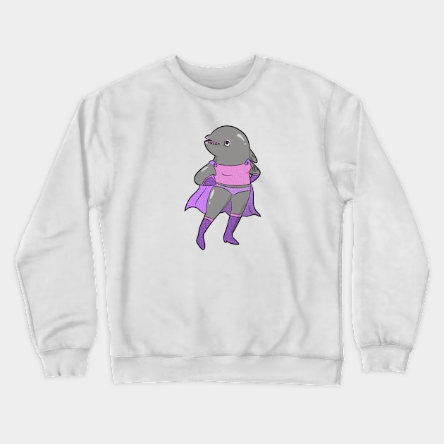 Funny Dolphin Luchador Wrestler Sketch Drawing Crewneck Sweatshirt by SLAG_Creative